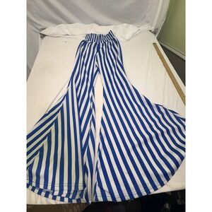 Turquoise Haven High Wasit Wide Flare Blue Striped Women Pants Small Hippie Boho